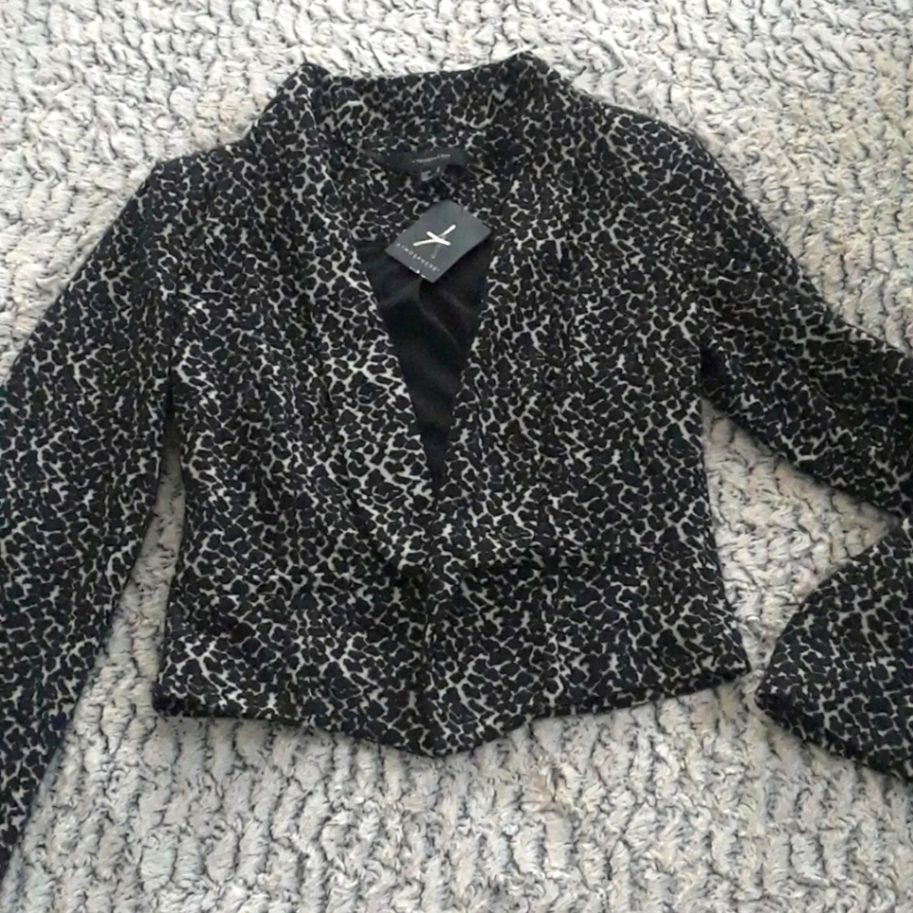 Animal Print Cheetah Womens Blazer Jacket Size 4 Lightweight fitted funky